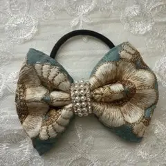 (匿名配送)ゴム交換可能インド刺繍リボンヘアゴム