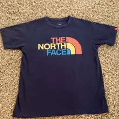 中古●ノースフェイス●半袖ロゴTシャツ●速乾●メンズS●登山ハイキング●ネイビー