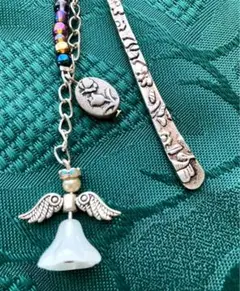 ハンドメイド　ブックマーカー　エンジェル　ホワイト