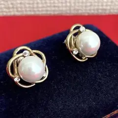 パール ピアス 大き目 ヴィンテージ調