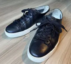 Santoni レザースニーカー ネイビー