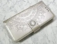 手帳型 iPhone15 用 ケース マンダラ ゴールド 金色 金運アップ