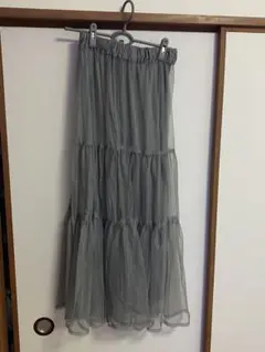 新品★チュールスカート　ロングスカート　グレー