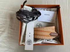 エルメス サングルカヴァル バンドリエール アプリコット 金具シルバー105cm