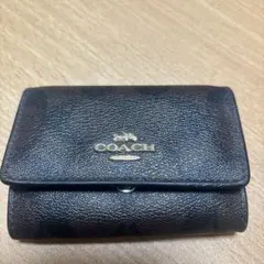 COACH ダークブラウン レザー キーケース