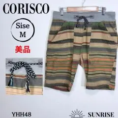 ★美品★ CORISCO コリスコ ハーフパンツ ベージュ ボーダー 綿 M
