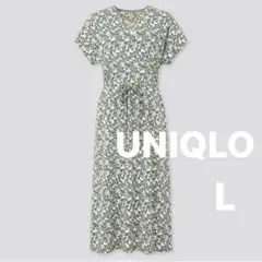 【美品】ユニクロ　小花柄　きれいめ　ワンピース　 ロングワンピース 半袖 着やせ