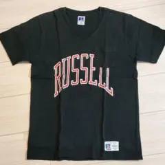 RUSSELL VネックTシャツ M ブラック　Mサイズ
