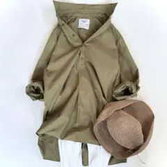 美品　YAECA ヤエカライト 綿　ラミー　シャツ　カーキ　 洗える　秋色