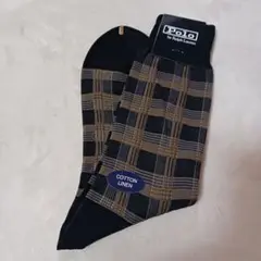 新品　ポロラルフローレン　チェック柄ソックス 靴下　リネン　麻