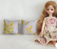 ミニチュアクッション　小2個 ★ミモザ　うすむらさき★ No.20
