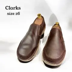【良品】Clarks クラークス　スリッポン（26）革靴　サイドゴア　ブラウン