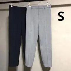 美品 ユニクロ EZYアンクルパンツ ウインドウペン・2WAYストレッチ
