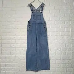 ☆【GU】M 青 デニム オーバーオール ワイドパンツ カジュアル シンプル