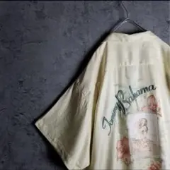 Tommy Bahamaハワイアンシャツ　ペールイエロー　シルク　チェック　XL