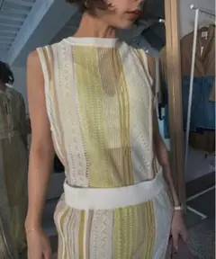 アメリ ameri MEDI SHEER RANDOM STRIPE KNIT