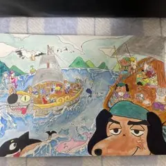 素人、犬と猫の海賊の絵