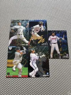 プロ野球チップスサインカード 森友哉 大野雄大 宮本慎也 村田修一 岡田幸文
