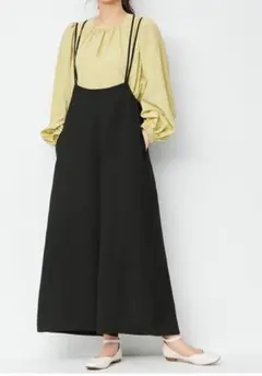 連休価格　GU 2way ストラップ サロペットワイドパンツ M ブラック