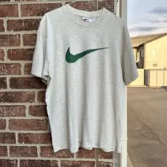 90s NIKE ビックロゴ 赤タグ 緑スウォッシュ グレーTEE