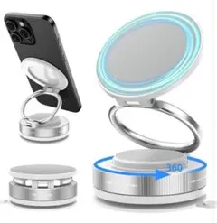 【新品】真空吸盤 超強力磁力 スマホホルダー ホワイト