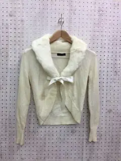 Y2K ギャル古着 La scene privee ラビットファー襟ニットカーデ