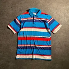 【ヴィンテージ】USA製　ボーダー　半袖ポロシャツ　古着 used SM11