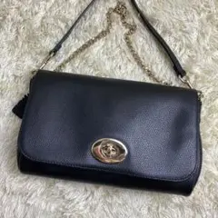 美品 コーチ ショルダーバッグ 2way ターンロック ゴールド金具