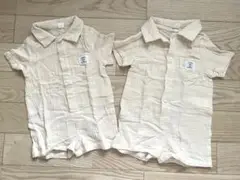 クリーム色 ポロシャツロンパース 2点セット