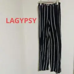 LAGYPSY ストライプ ロングパンツ ブラック/ホワイト