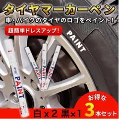 タイヤ マーカー ホワイト レター ペン ドレスアップ 3本セット 防水 94