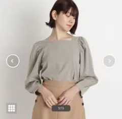マイクロチェックパワーショルダーブラウス ホワイト