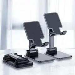 スマホスタンド 　折りたたみ式　ブラック　卓上ホルダー 黒 タブレット 充電可能
