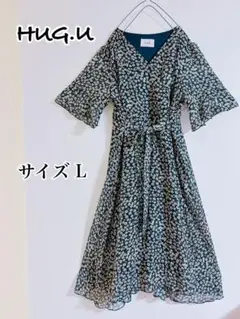 HUG.U ハグユー 花柄 ロングワンピース シフォン L 10 20 30
