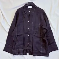 フィルザビル FILL THE BILL リネンオーバーシャツジャケット 黒