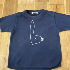 minä perhonen ウサギ刺繍 Tシャツ ネイビー　110