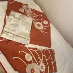 正絹 着物セット 小振袖アンティーク 縮緬