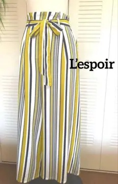 L’espoir ストライプ ワイドパンツ ウエストリボン
