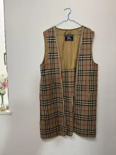 【美品】バーバリー ノバチェック ベスト ジレ ウール ビンテージ 9号 チェック柄 ベスト レディース トップス ジレ 送料無料・メール