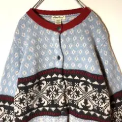 【USA古着】ロンドンガール❗️ エディバウアー90s ノルディック柄ラムウール