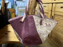 カントリーパッチワークデザイン カゴ型ハンドバッグ