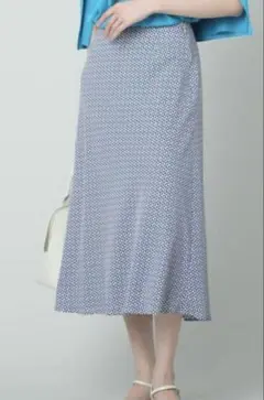 UNTITLED アンタイトル 青と白のフレアロングスカート 1 美品 日本製
