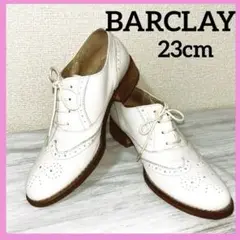 ★BARCLAY★白 バークレー ウィングチップ レースアップシューズ 23cm