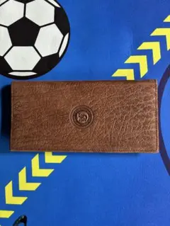 希少品 エレファントレザー　ブラウン長財布 エンボスロゴ付き
