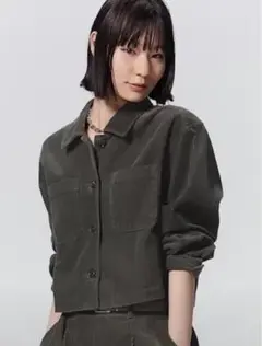 GU コーデュロイショートシャツ 37 BROWN ショート丈 ユニセックス