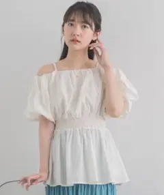 レトロガール 2wayパフ袖チュニック アイボリー
