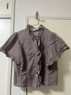 【処分価格】フリルブラウス グレー