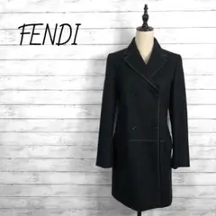 FENDI フェンディ バンピングウールコート ブラック ミドル丈