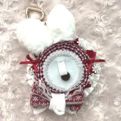 【セール中】痛ロゼット 缶バッジロゼット うさ耳 ワインレッド