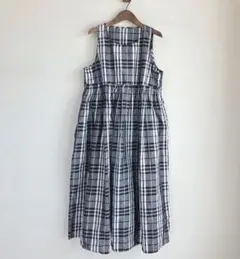 タータンチェック ロングワンピース ノースリーブ 体型カバー ゆったり 美品✨